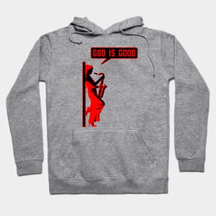 Christian saxophone player (saxophonist) in red and black color Hoodie